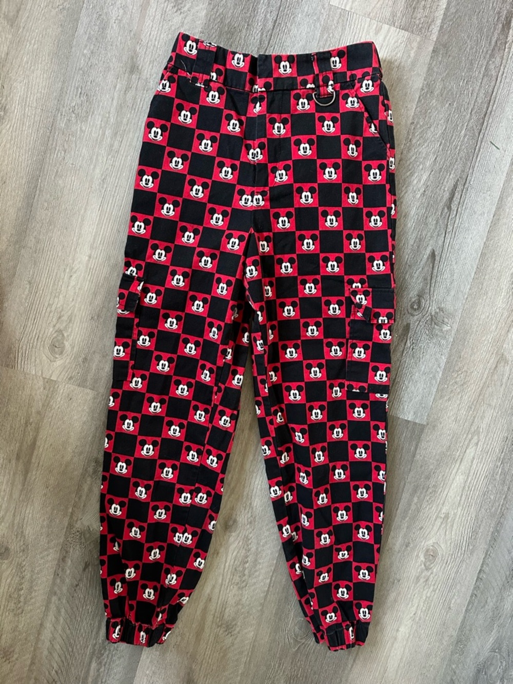 Disney Mickey Checkered Cotton Cargo Joggers